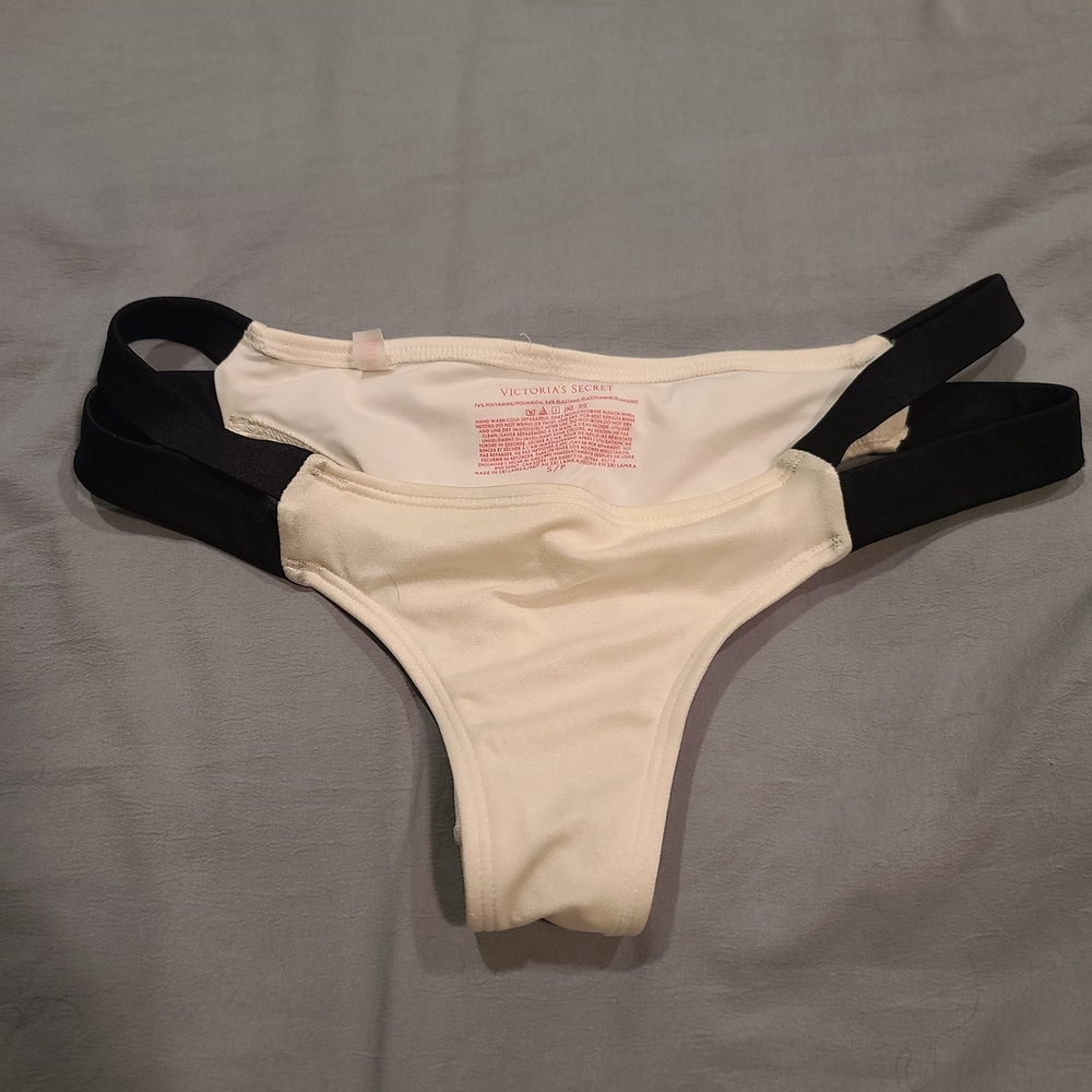 Victoria's Secret White and Black Bikini Bottom
